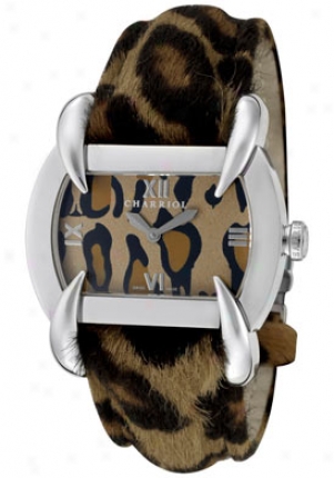 Charriol Women&0#39;s Leopard Print Dial Leopard Faux Fur &G enuine Leather Kut-80-2-24-kl02