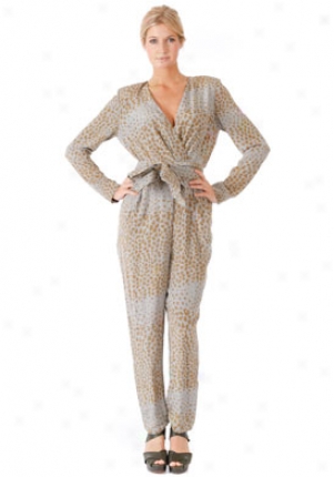 Chloe Beige Camel Leopard Print Jumpsuit On-19asl02-9a024-91-40