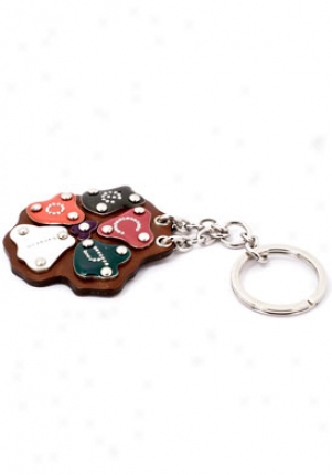 Chloe Multi-color And Brown Leather Logo Flower Keychain 8hpc40-8h701/999