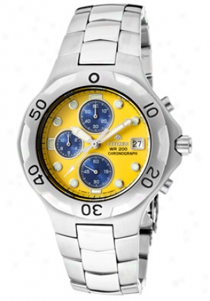 Citizen Men's Promaster Chronograph Yellow Dial Stainless Steel An0690-52y