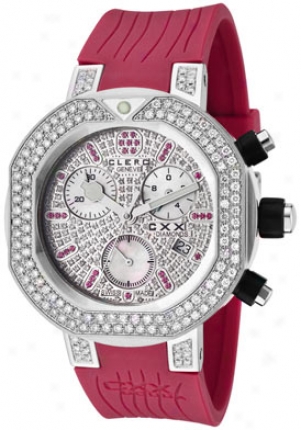 Clerc Women's Cxx Scuba 2.94 Cttw White Diamonds And 0.42 Cttw Red Rubiees Magenta Rubber Cxxdsp1