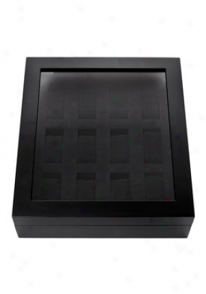 Collectors 12 Slot Black Watch Box 10012-blk