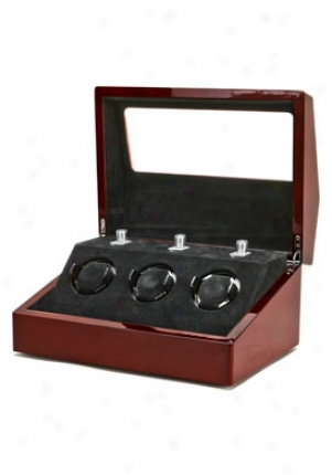 Collectors Multi-function Mahogany 3 Slot Watch Winder Ww-1004-p1-08