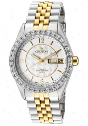 Croton Women's Two Sound Stainless Steel, Topaz 36 Stones, 0.72 Cts On Bezel Cn207279ttsl