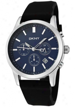 Dkny Men's Chronograph Blue Dial Black Rubber Ny1467