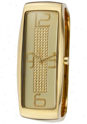 Dolce & Gabbana Women's Intelligence Gold Dial Gold Temper Ion Plated Stainless Steel Square Bangle Dw0234