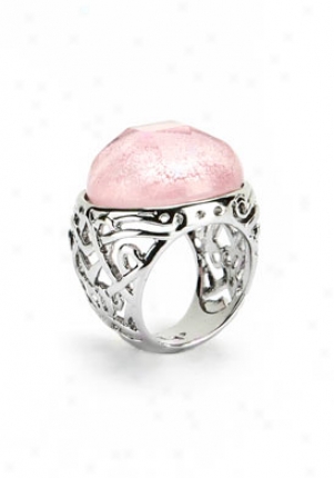 Elenna Mellinni Silver Tone Pink Glass Ring Emrs301pk-6