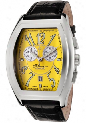 Elini New Yorker Grand Chronograph Yellow Dial Black Leather Ye12535abk/1