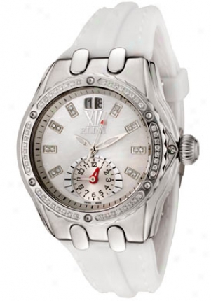 Elini oWmen's Genesis Dual Time White Diamond White Silicon Wh2747twh