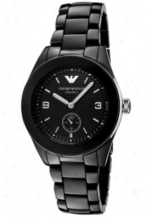 Emporio Armani Men's Black Textured Dial Black Ceramic Ar1422