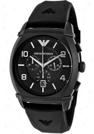 Emporio Armani Men's Classic Chronograph Black Textured Dial Black Silicon Ar0349