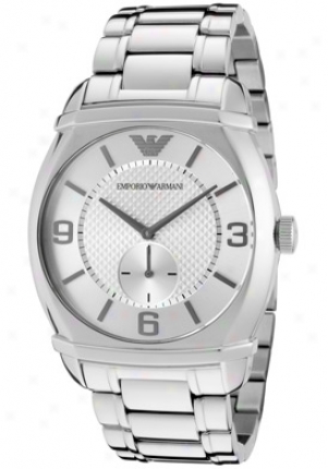 Emporio Armani Men's Classic Silver Textured Dial Stainless Steel Ar0339