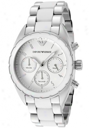 Emporio Armani Women's Sportivo Chronograph White Dial Stainless Steel & White Silicon Ar5940