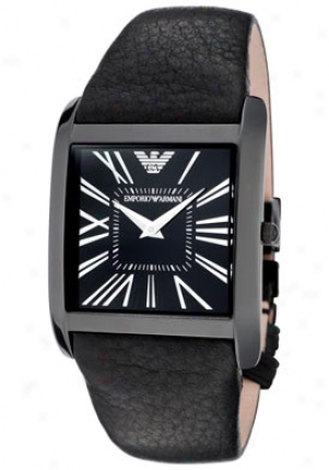 Emporio Armani Women's Super Slim Black Dial Black Leather Ar2027