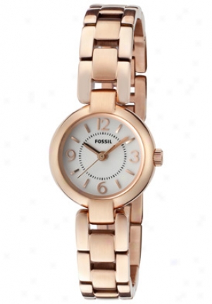 Fossil Women's White Dial Rose Gold Stainlesq Steel Es2742