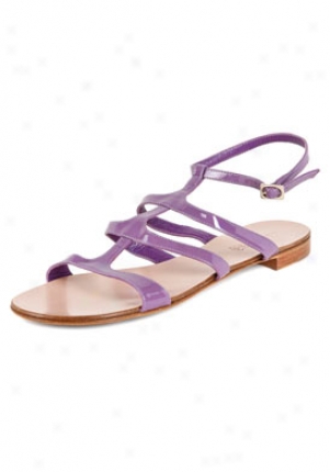 Gianvito Rossi Violet Patent Leather Flat Sandals Gc3726-viola-38