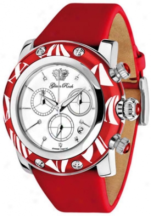 Glam Rock Women's; Miiami Chronograph White Diamond Red Techno Silk Gr10514