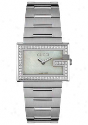 Gucci Women's 100 Seriies Diamond Stainless Steel Ya100510