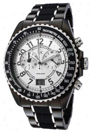 Guess Women's Chronograph Silver Dial Two Toneand Black Rubber 46001g