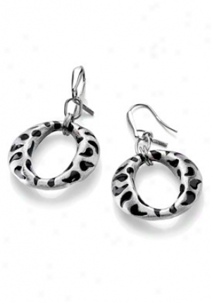 Invicta Jewelry Women's Divina Silver Rhodium Plating & Black Enamel Earrings J0031