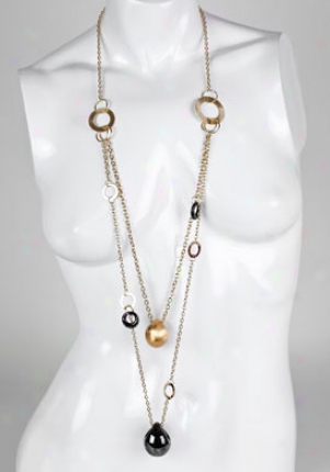 Invicta Jewelry Women's Incanto 24k Gold Plated And Black Ceramic Pendant Necklace J0063