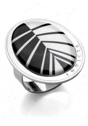 Invicta Jewelry Women's Luce Onyx & Agate Rhodium Plating Ring J0035