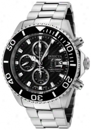 Invicta Men's Pro Diver/reserve Self-moving Chronograph Black Carbon Fiber Dial Stainless Steel 1069