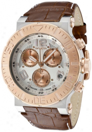 Invicta Men's Reserve Chronograph Silver Dial Brown Calf Leather 1851