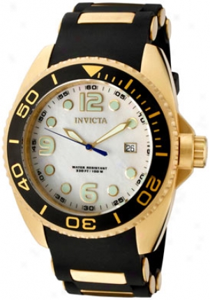 Invicta Men's Reserve White Mop Dial Black Polyurethane& 18k Gold Plated 0996