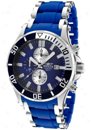 Invicta Meen's Sea Spider Chronograph Blue Dial Unsullied Steel & Melancholy Polyurethane 1477