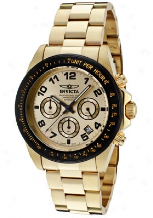 Invicta Men's Speedway Chronograph Champagne Dial 18k Gold Plated Ss 10703