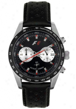 Jacquues Lemans F1 Men's F1 Chronograph Black Leather F5019a