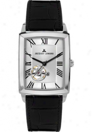 Jacques Lemans Men's Bienne Automatic 1-1610b Black Leather 1610b