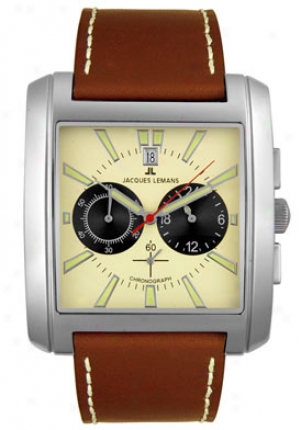 Jacques Lemans Men's Chronograph Chestnut Leather 1441b