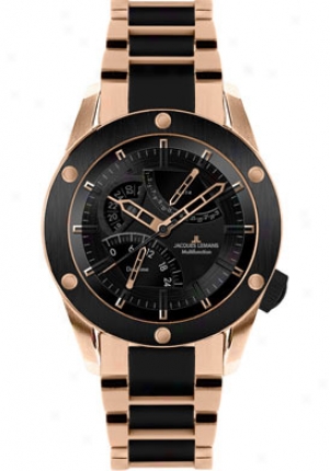 Jacques Lemans Men's Liverpool Gmt High Tech Ceramic Unsullied Steel Ip-rose 1634j