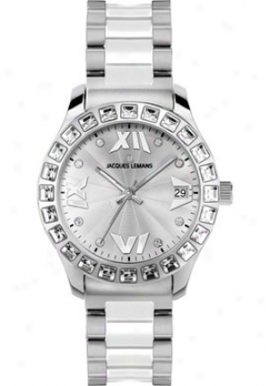 Jacques Lemans Women's Rome Swarovski Crystal 1-1595b High Tech Ceramic Stainless Steel 1595b