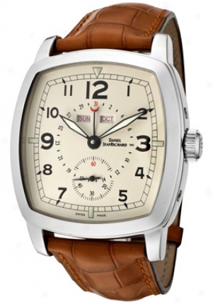 Jean Richard Me&n#039;s Grand Tv Screen Automatic Beige Dial Light Brown Leather 52116-11-81b-aacd