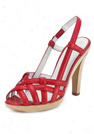 Jil Sabder Red Leather Strappy Sandals 861030570-re-38.5