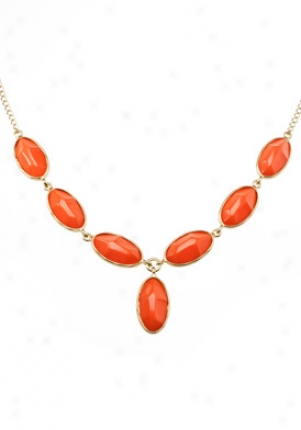 Kenneth Jay Lane Coral Stone & Gold Plated Necklace 8824nc-coral
