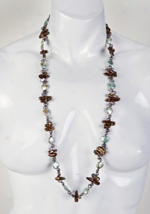 Lp Jewelry Golden Brown, Grey & Green Mint Specie Freshwater Pearl Necklace Xlp165