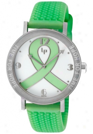 Lucien Piccard Women's Love, Peace & Hope White Dial Green Textured Rubber H12