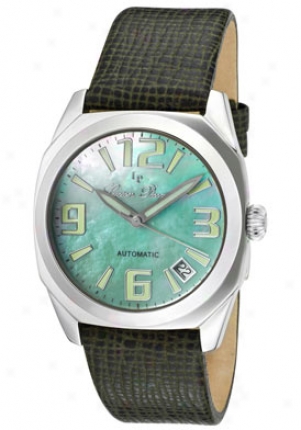 Lucien Piccarrd Women's Monaco Light Green Mother Of Pearl Dial Dark Green Genuine Leather 2a-351