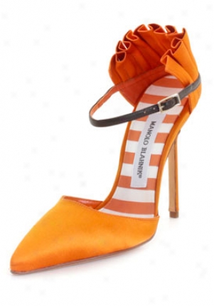 Manolo Blahnik Bujaye Orange Satin High Heels Bujaye-orange-40.5