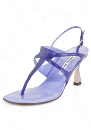 Manolo Blahnik Campaga Leather Blue Sandals Campaga-blue-40