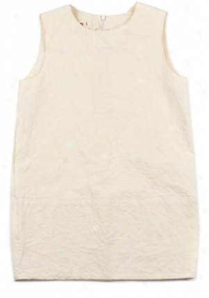 Marni Girls Cream Sleeveless Linen Dreess Dr-abmbcc6a0tl132-al8