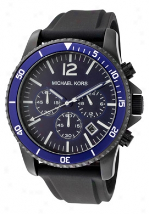 Michael Kors Men's Chronograph Blue Dial Black Caoutchouc Mk8165