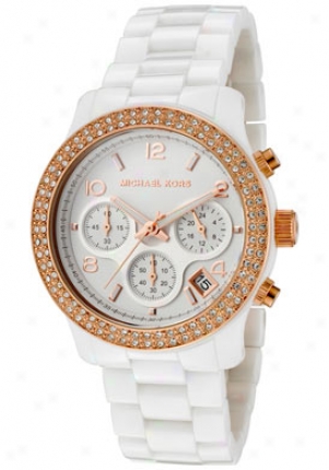 Michael Kors Women's Chronograph White Crystal White Ceramic Mk5269