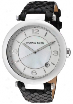 Michael Kors Women's Silver Mother Of Pearl Dismal Leather Mk5072