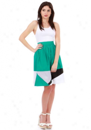 Mint Jodi Arnold Green Geometric Border Skirt Wbt-10001910