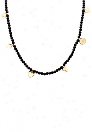 Moschino Moschino Common And Chic Casino Royal Yellow Gold Tone & Red Bead Necklace Mj0023